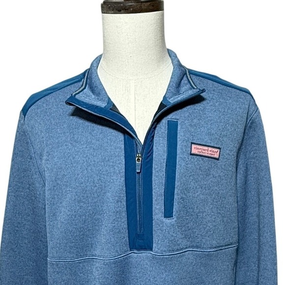 Vineyard Vines Other - Vineyard Vines Mountain Sweater Men XL Blue Fleece 1/4 Zip Sweatshirt Zip Pocket